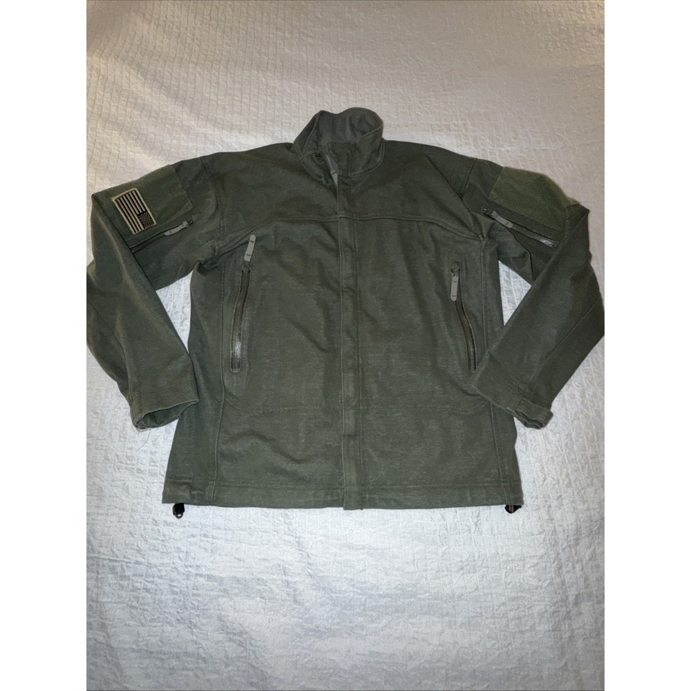 Massif Men's Large Light Weight Tactical Jacket Zip Army‎ Green Flame Resistant